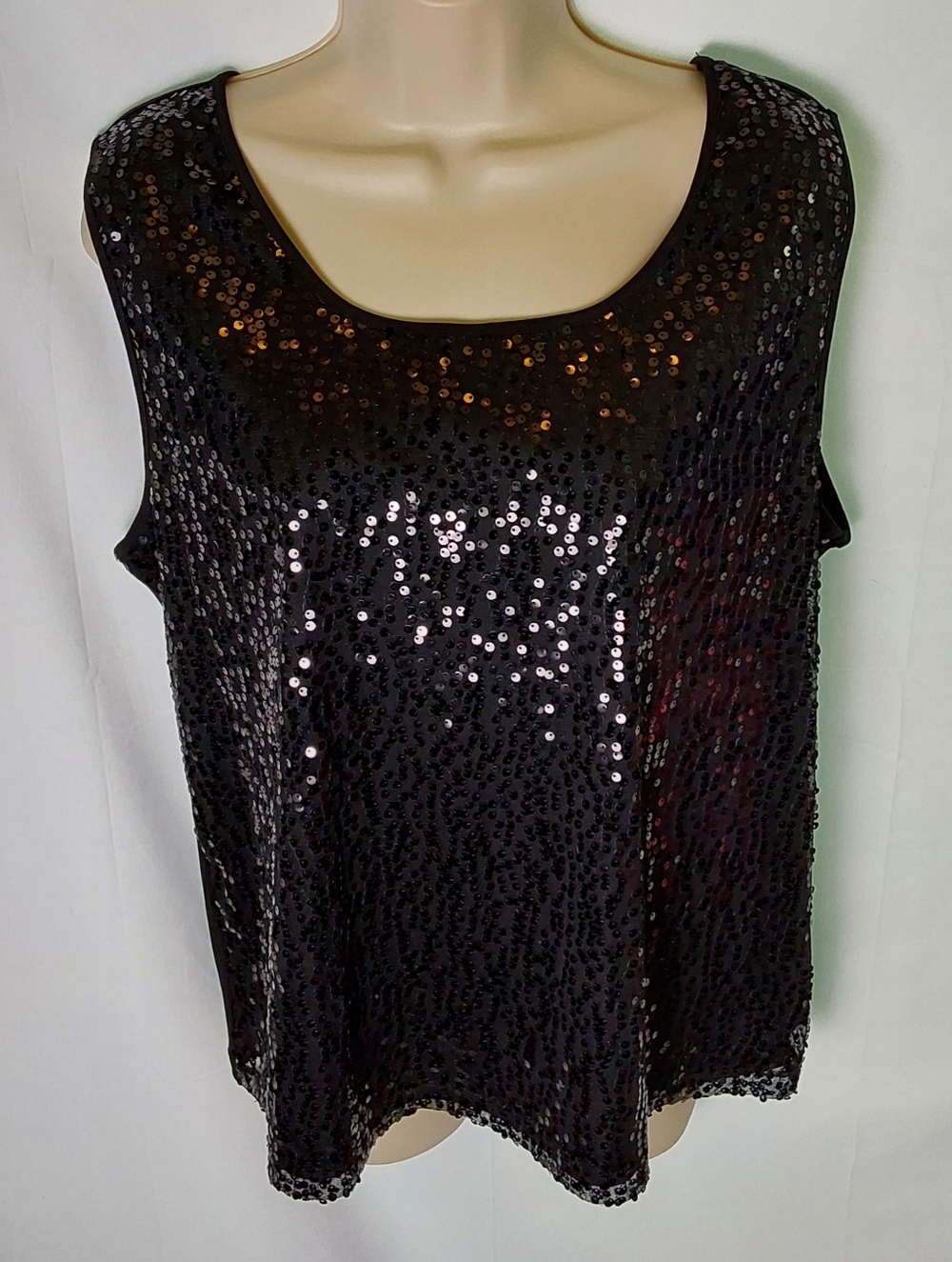 George Black Sequin Scoop Neck Tank